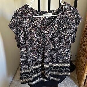 Paisley Print Black Top